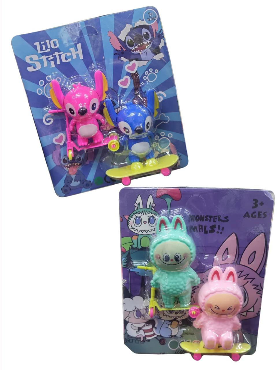blister labubu y stich patineta